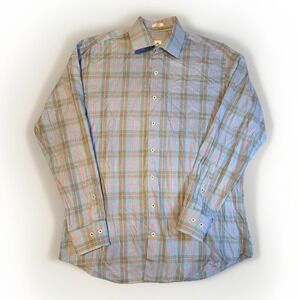 Peter Millar Large Plaid Button Down Shirt Cotton Long Sleeve Classic Fit